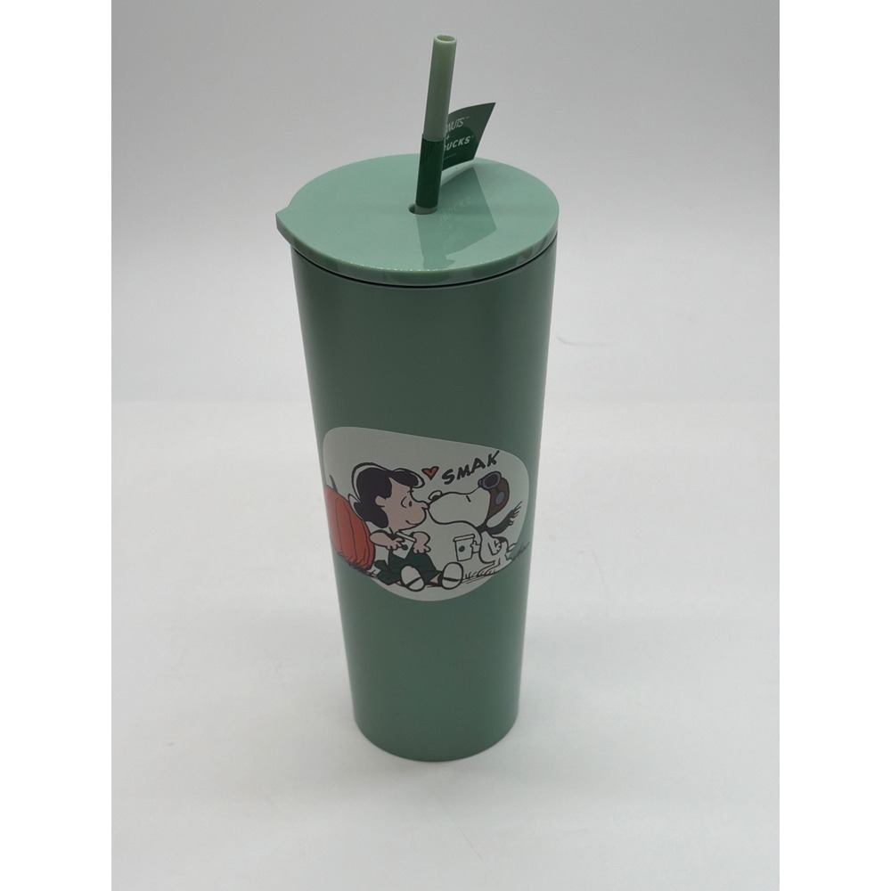 Starbucks Peanuts Snoopy Lucy Sage Green Stainless Steel 24oz Tumbler Cold Cup